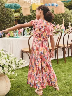 Next Floral rose - Combinaison plissée à volants à manches courtes (3-16ans) Best