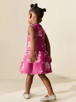 Next Floral rouge - Ensemble haut et jupe en plongée sous-marine (3mois-7ans)