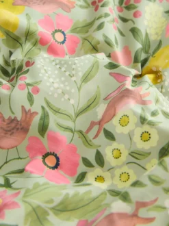 Next Floral vert - Manteau rembourré Résistant à la douche à ourlet à volants (3mois-7ans) New