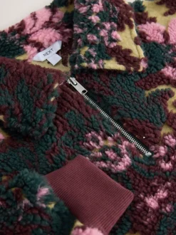Next Floral vert - Sweat-shirt en polaire jacquard Teddy Borg à quart de zip Online