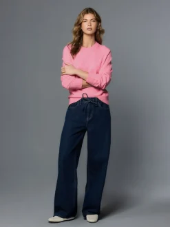 Next - Pull super doux à manches longues à col rond Fluro Rose Hot