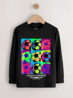 Next - Lot de 3 T-shirts à manches longues coupe décontractée avec imprimé graphique (3-16ans) Football Bleu/Bleu canard/Noir Best