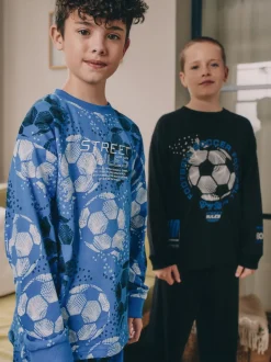 Next - Lot de 2 pyjamas à manches longues (3-16ans) Football bleu/noir New