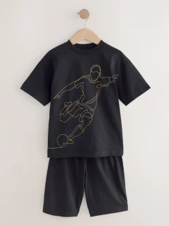 Next - Pyjama court 3 Pack (3-16ans) Football bleu/noir/vert Clearance