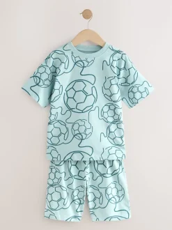 Next - Pyjama court 3 Pack (3-16ans) Football bleu/noir/vert Clearance