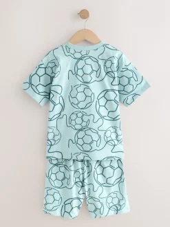 Next - Pyjama court 3 Pack (3-16ans) Football bleu/noir/vert Clearance