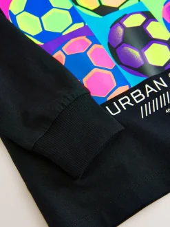 Next Football Noir brillant - T-shirt à manches longues coupe classique imprimé (3-16ans) Discount