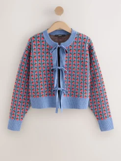 Next Fraise bleue - Cardigan super doux en maille avec cravate devant Discount