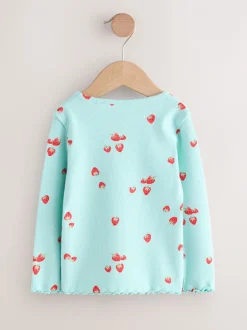 Next - T-shirt à manches longues en côtes (3mths-7yrs) Fraise bleue Outlet