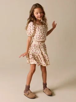 Next Fraise écrue - Ensemble chemisier et jupe à manches bouffantes (3-16ans) Sale