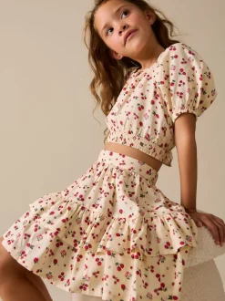 Next Fraise écrue - Ensemble chemisier et jupe à manches bouffantes (3-16ans) Sale