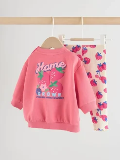Next fraise Rouge - Ensemble 2 Pieces pour Sweat-shirt et Leggings BÉBÉ (0mois-2ans)