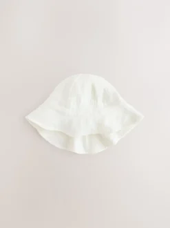 Next Froissé écru tissé - Chapeau de bébé (0mths-2yrs)