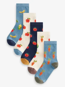 Next - Lot 5 paires de chaussettes Character riches en coton Fruits et légumes Imprimé Best