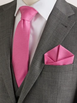 Next - Ensemble cravate et pochette texturées fuchsia Outlet