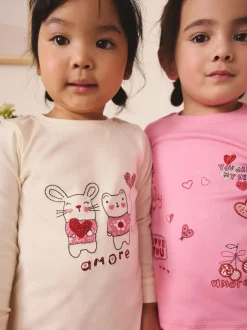 Next Galentines rose/rouge - Lot de 3 pyjamas Snuggle (9mois-12ans) Online