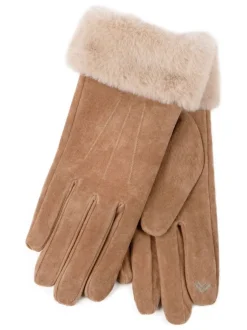 Totes Gants Isotoner Winter en daim à trois points pour dames avec poignets en fausse fourrure Hot