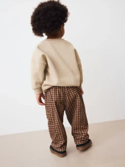 Next Gingham Brun - Pantalons Amples en velours côtelé (3mois-7ans) Outlet