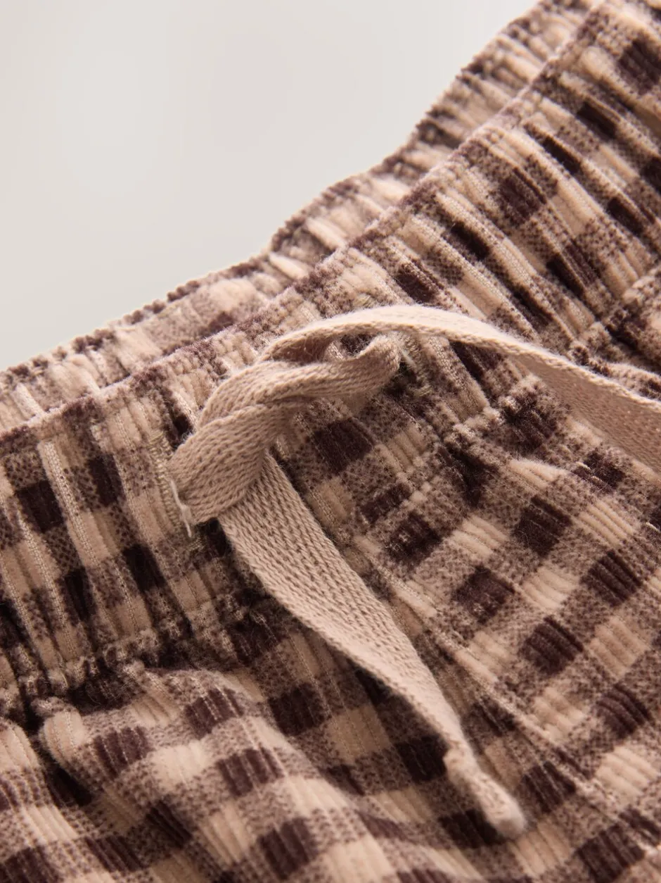 Next Gingham Brun - Pantalons Amples en velours côtelé (3mois-7ans) Outlet