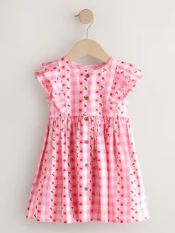 Next Gingham rose - Robe à manches à double volant (3mois8ans) Sale