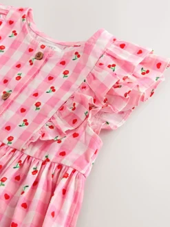 Next Gingham rose - Robe à manches à double volant (3mois8ans) Sale