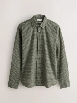 Next Gingham vert - Chemise élégante douce au toucher à manches longues Outlet