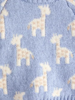 Jojo Maman Bébé Girafe bleu pâle - Ensemble haut et bas en maille Clearance