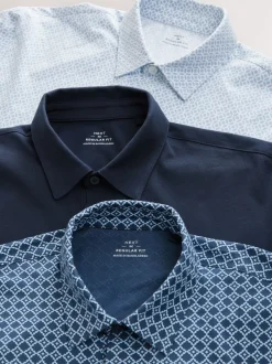 Next - Polo en jersey Manches courtes 3 Pack Géo bleu marine Sale