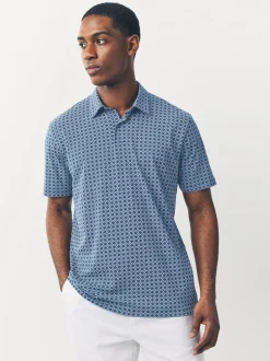 Next - Polo en jersey Manches courtes 3 Pack Géo bleu marine Sale