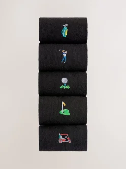 Next Golf noir - Paquet de chaussettes brodées amusantes 5 Best