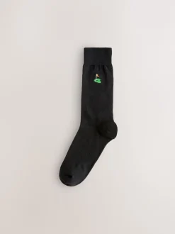 Next Golf noir - Paquet de chaussettes brodées amusantes 5 Best