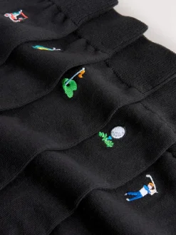 Next Golf noir - Paquet de chaussettes brodées amusantes 5 Best
