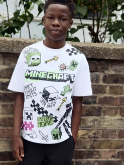 Next - T-shirt Minecraft (3-16ans) Graffiti blanc New