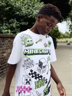 Next - T-shirt Minecraft (3-16ans) Graffiti blanc New