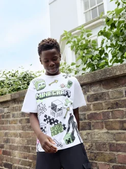 Next - T-shirt Minecraft (3-16ans) Graffiti blanc New
