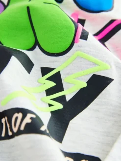 Next - Lot de 3 T-shirts à manches longues coupe décontractée avec imprimé graphique (3-16ans) Graffitis Bleu canard/Bleu/gris vif Best