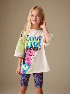 Next Graffitis bleu/blanc - Ensemble t-shirt et short cycliste (3-16ans) Outlet