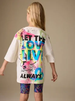 Next Graffitis bleu/blanc - Ensemble t-shirt et short cycliste (3-16ans) Outlet