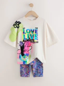 Next Graffitis bleu/blanc - Ensemble t-shirt et short cycliste (3-16ans) Outlet