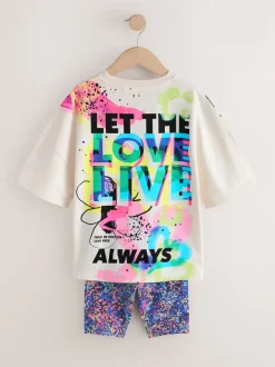 Next Graffitis bleu/blanc - Ensemble t-shirt et short cycliste (3-16ans) Outlet