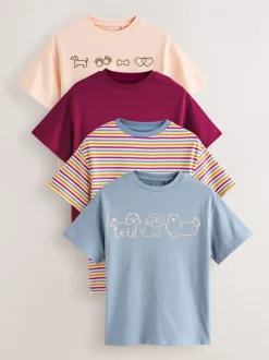 Next Graphique de chien - T-shirt surdimensionné 4 Pack (3-16ans) Clearance