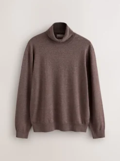 Next Grège foncé - Polo EDIT en maille à manches longues et col roulé Outlet