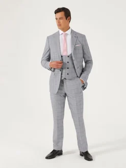 Skopes Gris - Ajusté - Fit Anello Carreaux Costume Veste Discount