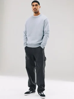 Next - Ajustement régulier - Sweat-shirt épais à Col rond riche en coton Gris Hot