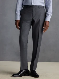 Next Gris - Ajustement régulier - Pantalons Signature en 100 % laine avec ceinture Motion Flex Discount