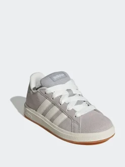 adidas - Baskets Grand Court 00s en daim et dentelle pour enfant Gris Discount
