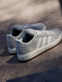 adidas - Baskets Grand Court 00s en daim et dentelle pour enfant Gris Discount