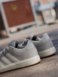 adidas - Baskets Grand Court 00s en daim et dentelle pour enfant Gris Discount