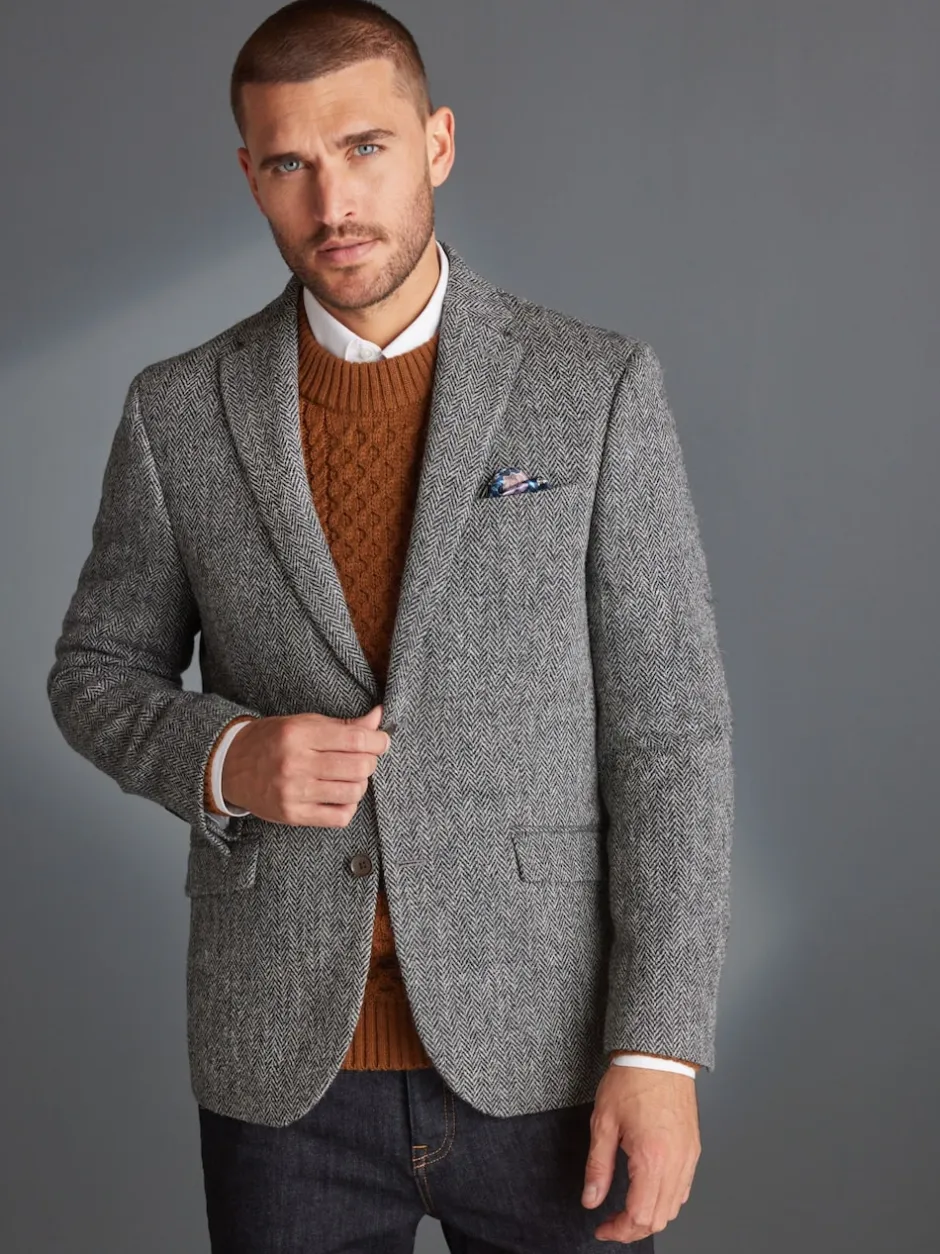 Next Gris - Blazer Signature Harris en tweed britannique en laine Outlet