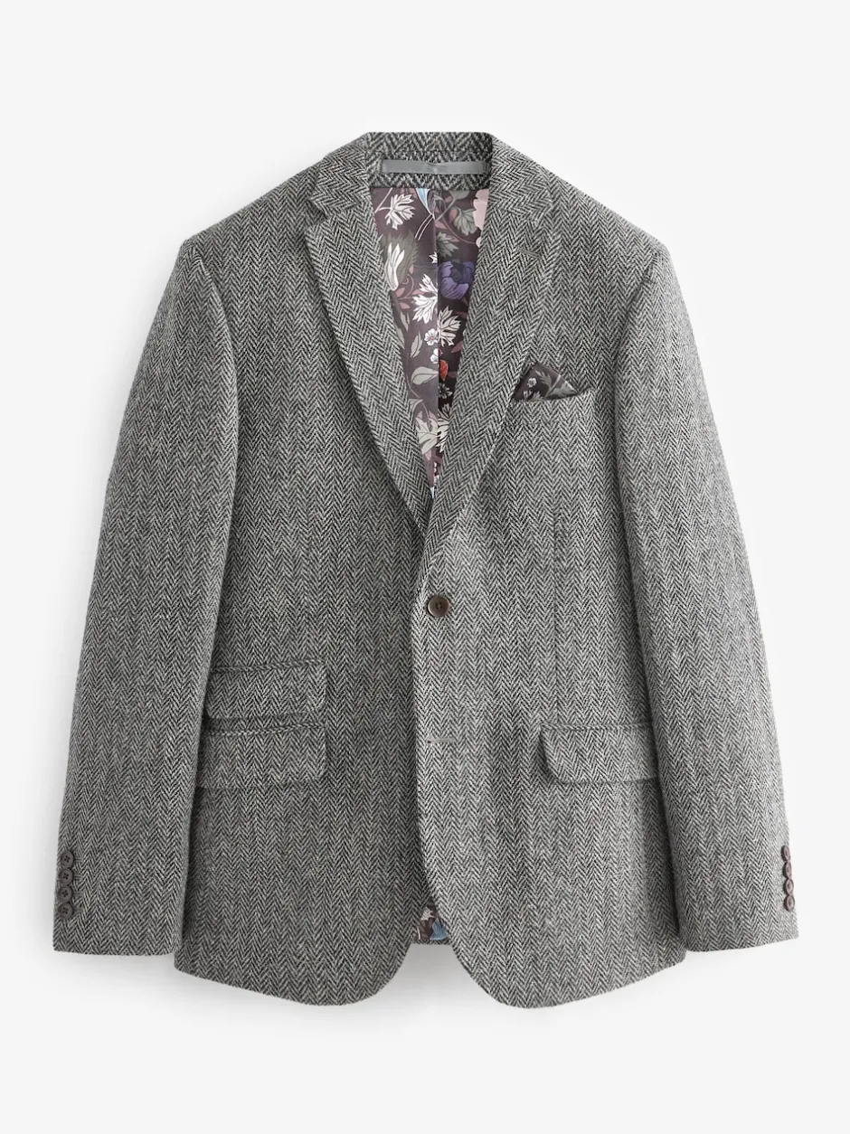 Next Gris - Blazer Signature Harris en tweed britannique en laine Outlet